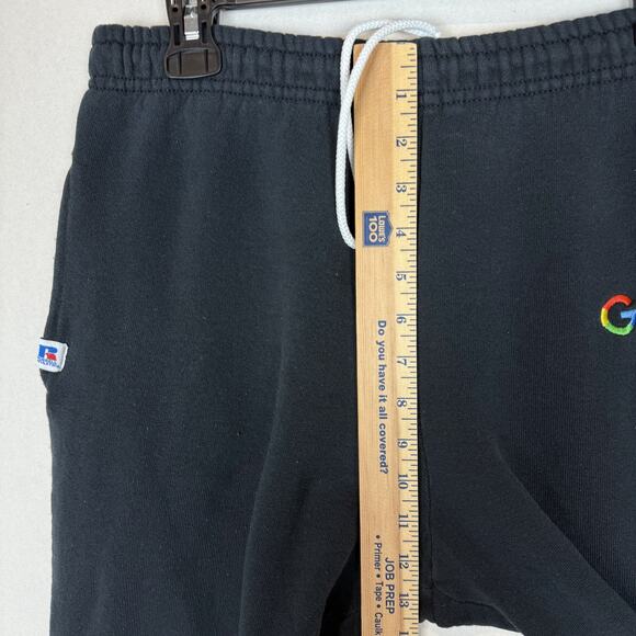 Google Athletic Sweatpants Men Medium Black Logo Russell Fleece Lined Drawstring - Picture 12 of 14